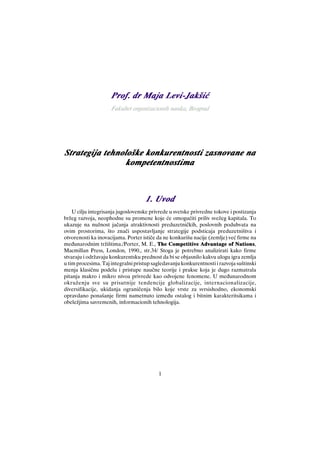 Strategija tehnološke konkurentnosti zasnovane na kompetentnostima