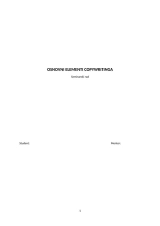 Osnovni elementi copywritinga