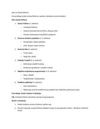Python plan učenja