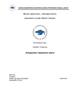 Aneurizma Torakalne aorte