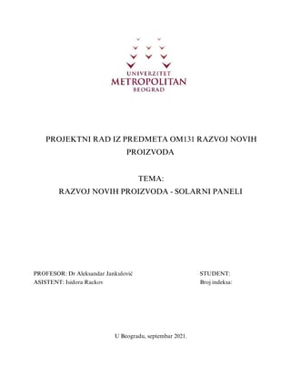 Razvoj novih proizvoda – solarni paneli