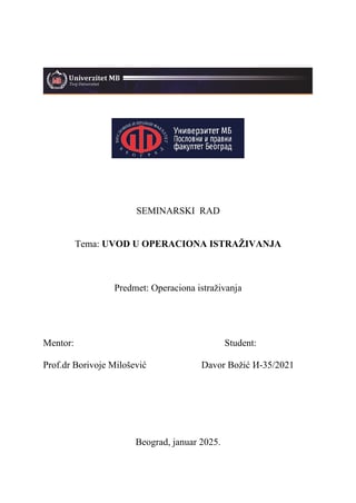 Uvod u operaciona istraživanja