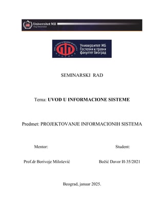 Uvod u informacione sisteme