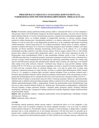 Proceduralna sedacija i analgezija kod pacijenata sa paroksizmalnom noćnom hemoglobinutijom