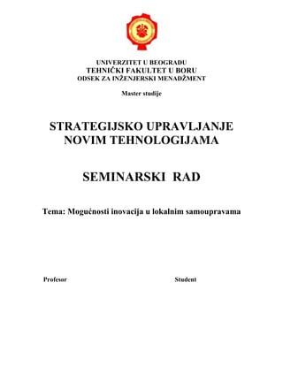 Mogućnosti inovacija u lokalnim samoupravama