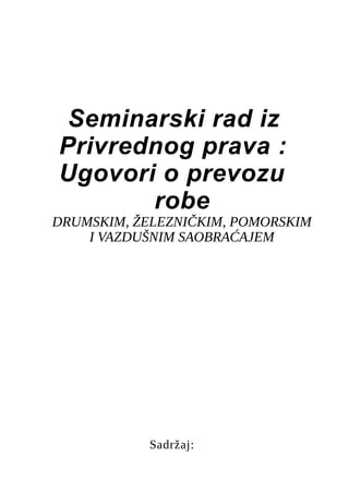 Ugovori o prevozu robe