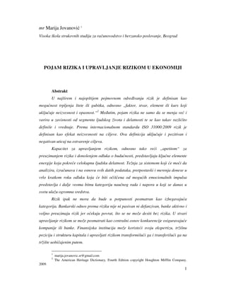 Pojam rizika i upravljanje rizikom u ekonomiji