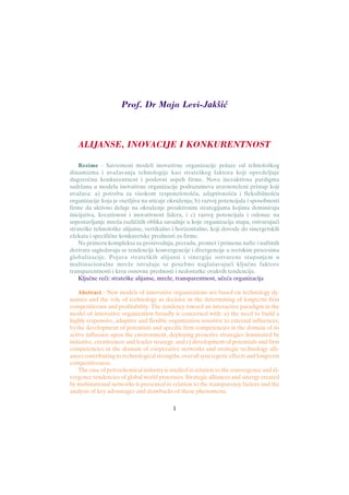 Alijanse, inovacije i konkurentnost