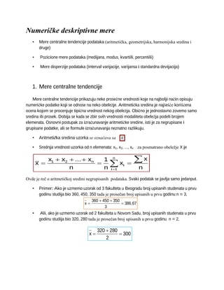 Numeričke deskriptivne mere