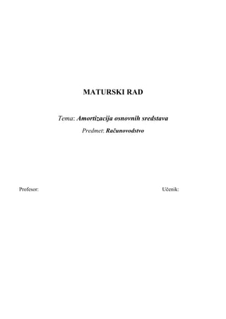 Amortizacija osnovnih sredstava