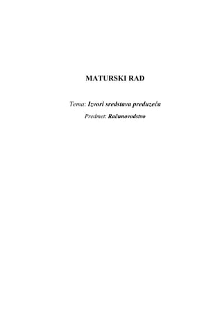 Izvori sredstava preduzeća