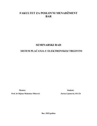 Sistem plaćanja u elektronskoj trgovini