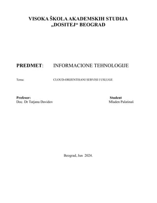 Cloud-orijentisani servisi i usluge