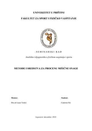 Metode i sredstva za procenu mišićne snage