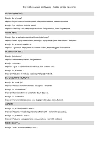 Berze i berzansko poslovanje