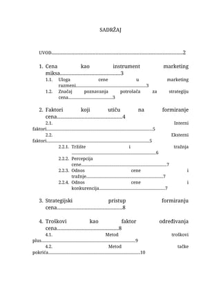 Cena kao instrument marketing miksa