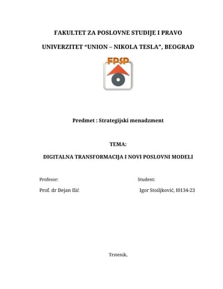 Digitalna transformacija i novi poslovni modeli