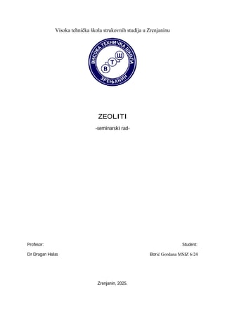 Zeoliti: struktura, osobine i primena