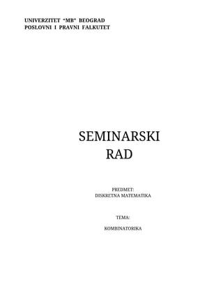 Kombinatorika: seminarski rad