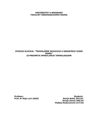 Tehnološke inovacije u industriji video igara