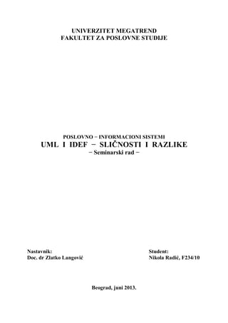 UML i IDEF − Sličnosti i razlike