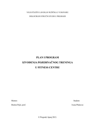 Izvođenje pojedinačnog treninga u fitnes centrima