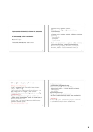 Laboratorijska dijagnostika poremećaja hemostaze