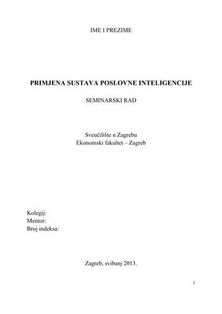 Primjena sustava poslovne inteleigencije