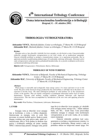 Tribologija vetrogeneratora