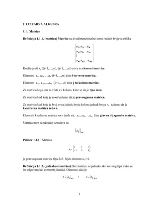 Linearna algebra – Elementi finansijske matematike