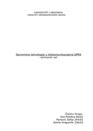 Savremene tehnologije u telekomunikacijama -GPRS