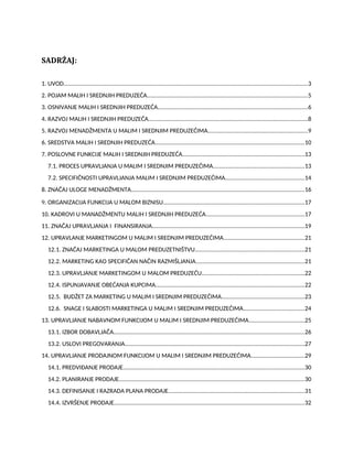 Upravljanje poslovnim funkcijama malih i srednjih preduzeća