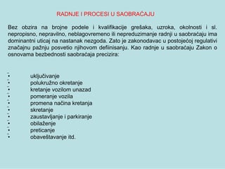 Radnje i procesi u saobraćaju: analiza bezbednosti