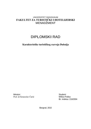 Karakteristike turističkog razvoja Dubaija