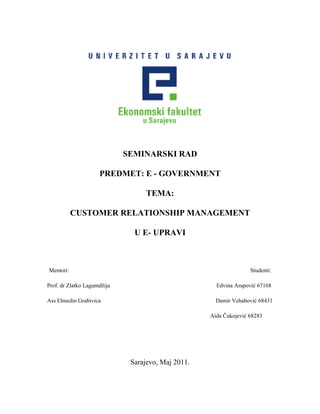 Customer relationship management u e-upravi