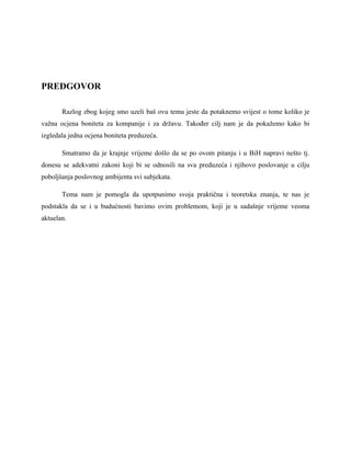 Ocena boniteta preduzeća: studija slučaja elektroprivrede bih