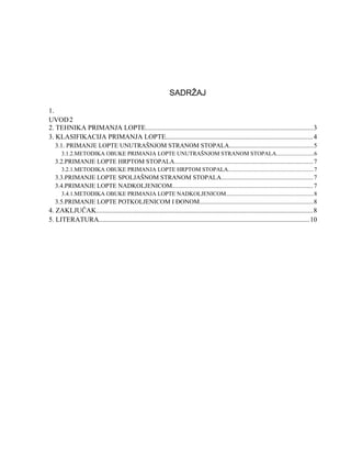 Metodika obučavanja prijema lopte