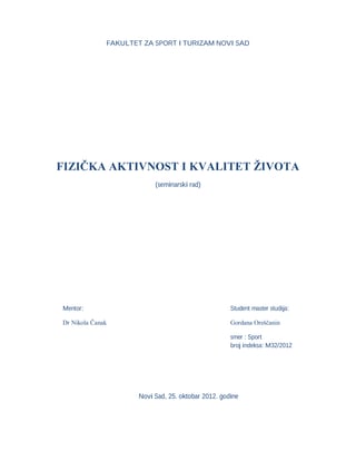 Fizička aktivnost i kvaltet života