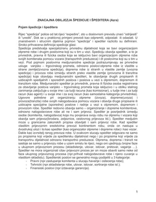 Značajna obeležja špedicije i špeditera