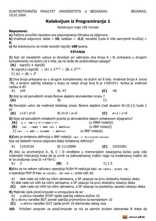 Kolokvijum – Programiranje