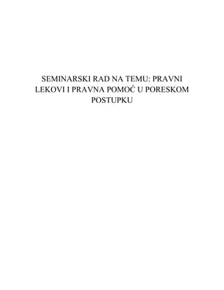 Pravni lekovi i pravna pomoć u poreskom postupku