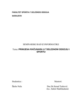 Primjena računara u tjelesnom odgoju