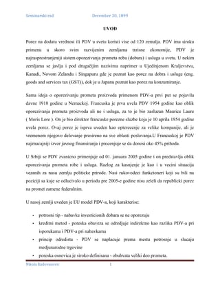 Porez na dodatu vrednost (pdv): analiza sistema oporezivanja