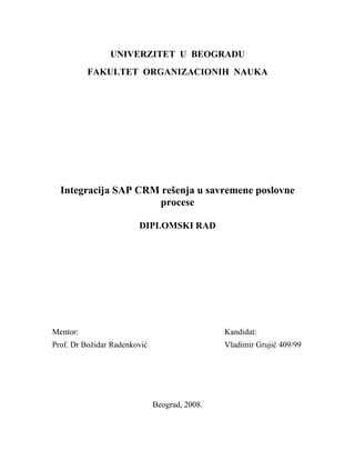 Integracija SAP CRM rešenja u savremene poslovne procese