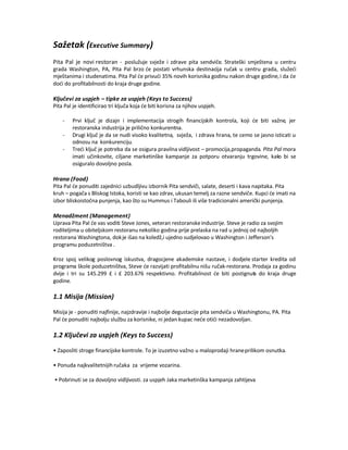 Biznis plan – Restoran