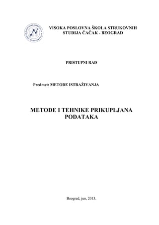Metode i tehnike prikupljanja podataka