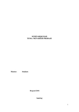 Opis posla menadžer prodaje