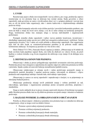 Obuka i usavršavanje zaposlenih