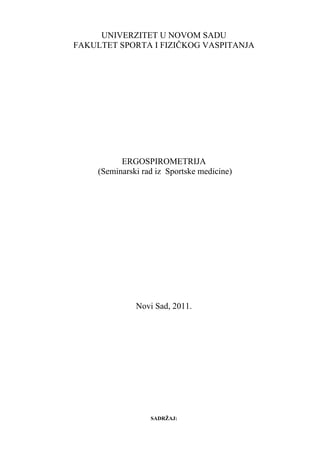 Sportska medicina – Ergospirometrija