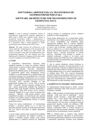 Softverska arhitektura za transformaciju geoprostornih podataka